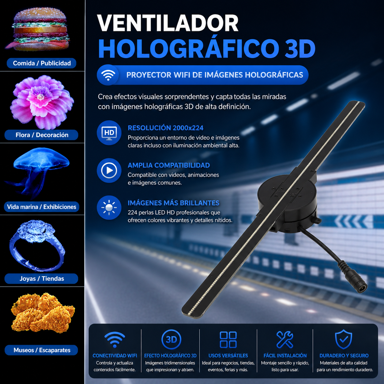 Ventilador Holográfico 3D Mágico